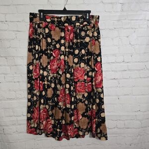 American Vtg 90s, dark floral whimsy goth grunge skirt size L Boho